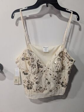 No Boundaries Cream Sequin & Bead Embellished Cami